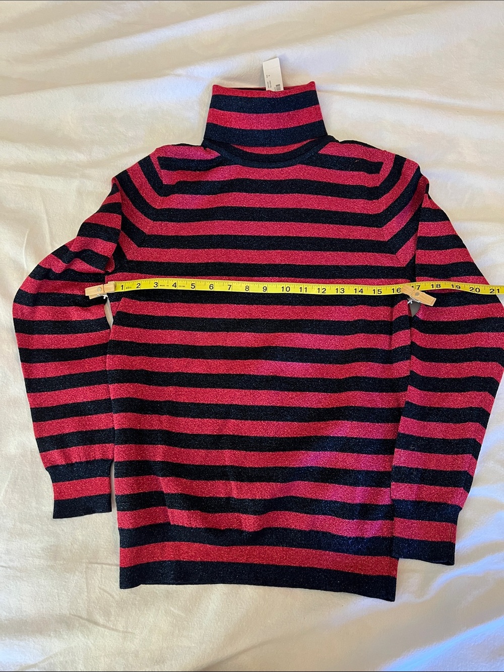J. Crew women’s Striped Turtleneck Sweater in red and Black Small. NWT